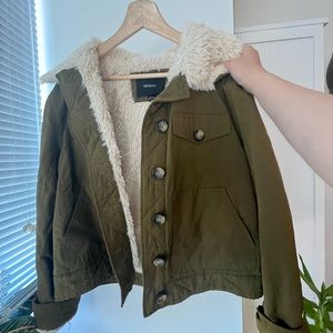 Olive Fuax Fur Lined Jacket (Forever 21)